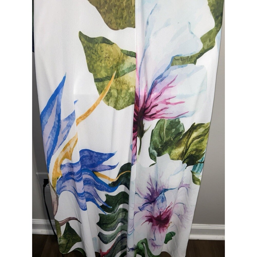 Frank Lyman Tropical Floral Maxi Dress Sz 8 High Low Chiffon Wedding Guest - Picture 6 of 11